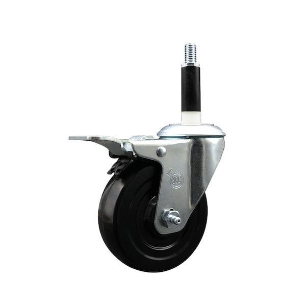 4'' Soft Rubber Swivel 7/8'' Expanding Stem Caster Total Lock Brake